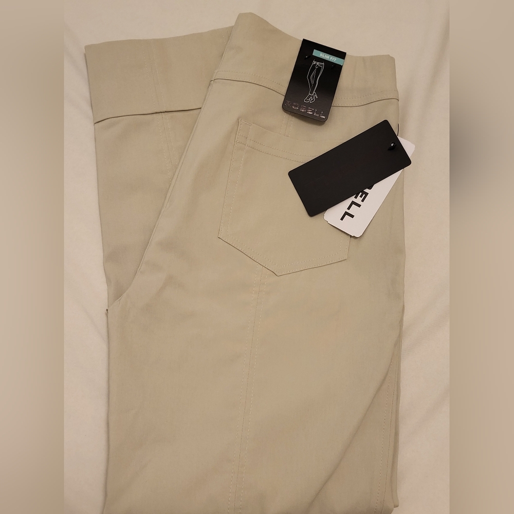 NWT Robell Bella 09 Pants Slim Fit EU 34 US 4 Sand 7/8 Ankle Cuff Stretch Womens